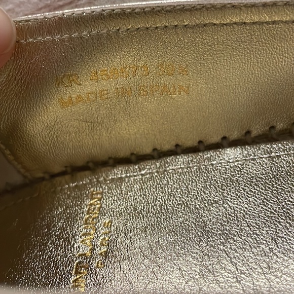 New YSL Logo Embossed Metallic Leather Espadrilles - Picture 13 of 13